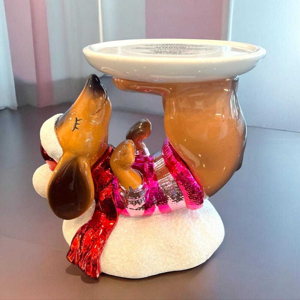 New Bath & Body Works 3 Wick Candle Holder Christmas Daschund Puppy Decor